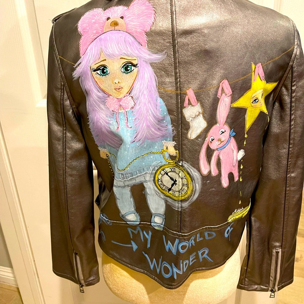 ❤️SOLD❤️My World of Wonder “ Moto  silver faux leather jacket.
